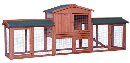 dibea rh10241, XXXL królików rozrzutniki 223 x 52 x 85 cm (szer. x głęb. x wys., brązowe), Premium kurnika zające, świnki morskie dla małych zwierząt lub króliczek dachowe, odporny na warunki pogodowe RH10241