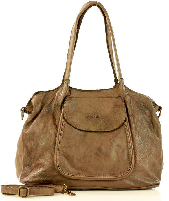 Mazzini Marco handmade MARCO Torebka skórzana shopper bag ispirato dalla natura beżowy khaki
