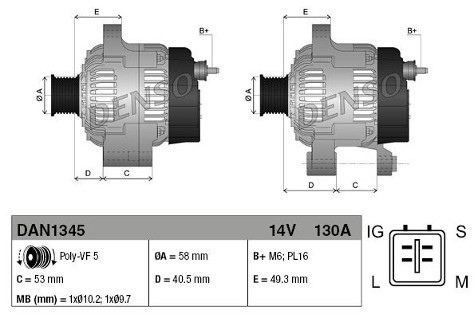 DENSO Alternator DAN1345