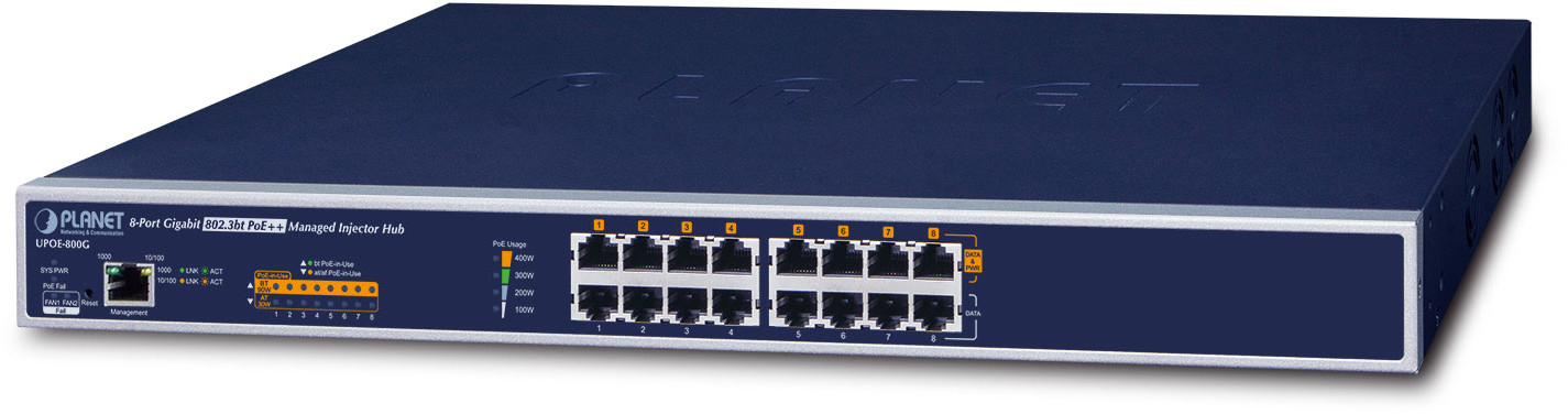 Planet UPOE-800G łącza sieciowe Zarządzany Gigabit Ethernet UPOE-800G