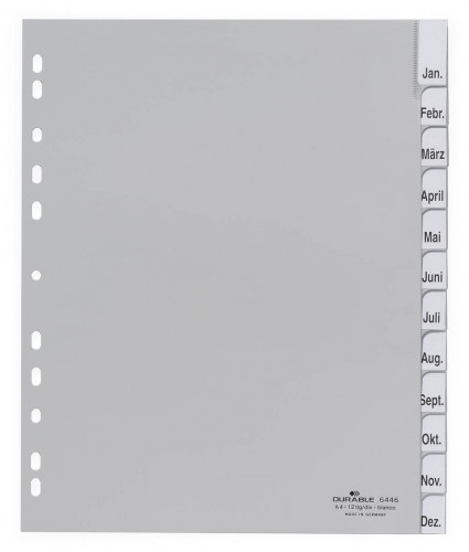 DURABLE Przekładki do segregatora A4 12 stron szare 6446-10
