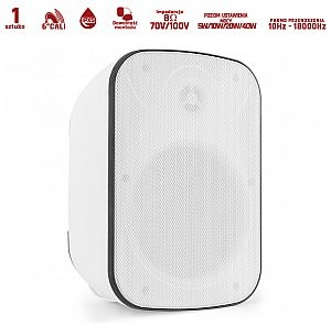 Power Dynamics Głośnik BD65TW 100V do użytku wew/ zew - biały 6,5