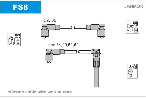 JANMOR Zestaw przewodów zapłonowych FS8