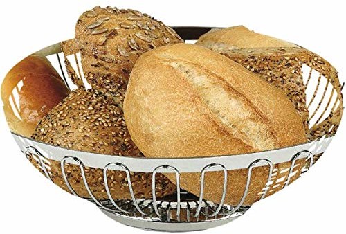 APS kosz na stół, owal ok. 20 x 15 cm ze stali nierdzewnej 18/8, można układać w stos, nadaje się do mycia w zmywarce do naczyń, idealny na owoce i bułek 30210