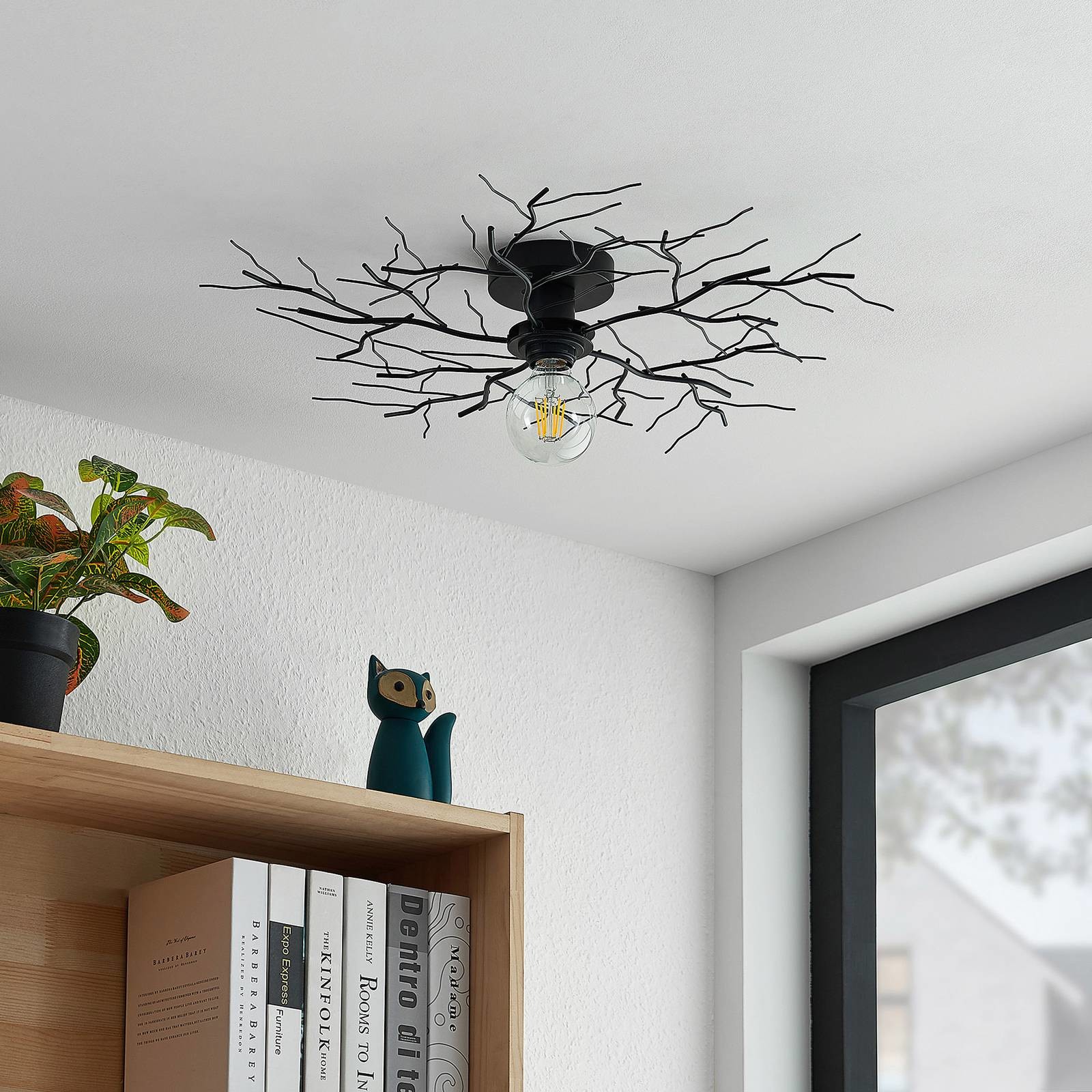 Lindby Vetki lampa sufitowa z dekorem, czarna