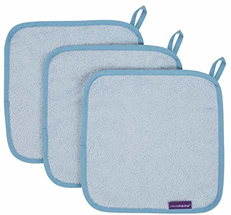 Clevamama 3514 Baby ściereczki z bambusa (3 sztuki), niebieskie