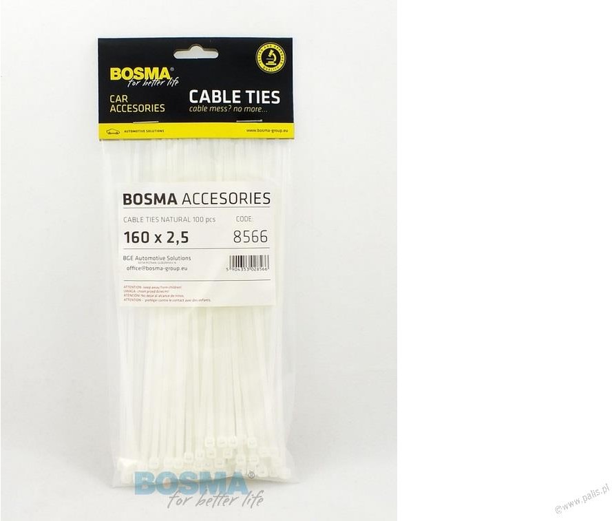 Bosma BOSMA 8566 OPASKI ZACISKOWE 2,5x160mm BIAŁY 100 szt) 8566