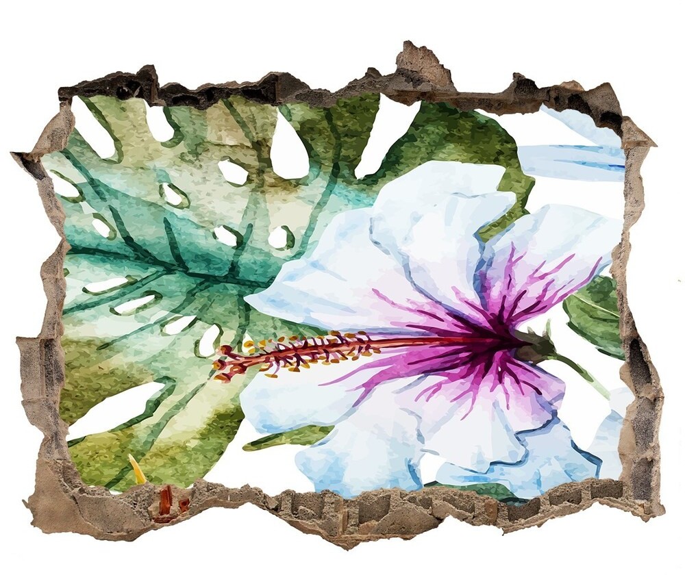 Wallmuralia.pl Okleina 3D dziura naklejka Hawajskie kwiaty