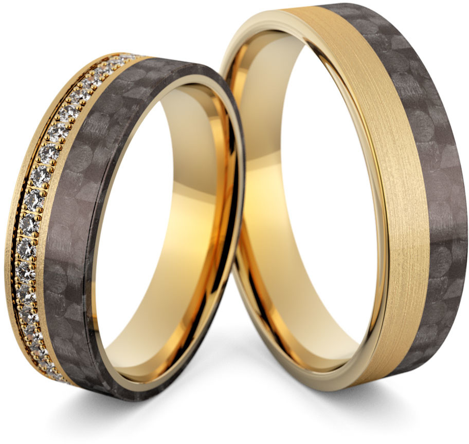 Eminence Obrączki ślubne z włóknem węglowym CARBON - Au-1127 Au-1127-3
