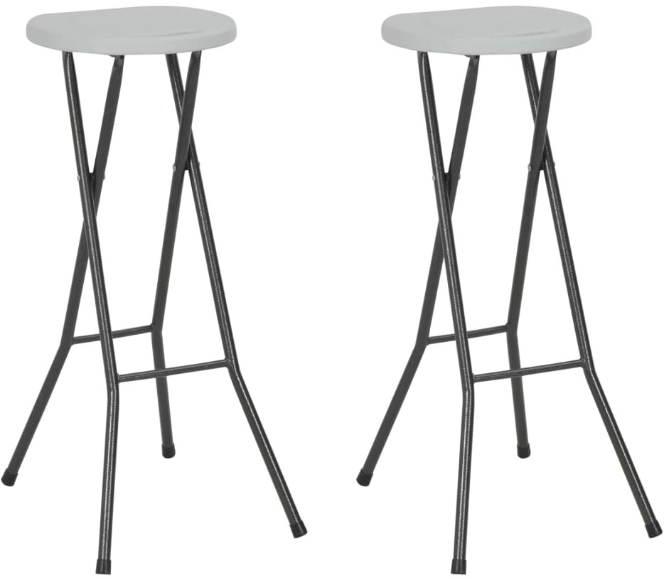 vidaXL Składane krzesła barowe, 2 szt., HDPE, 35x44x80 cm, białe