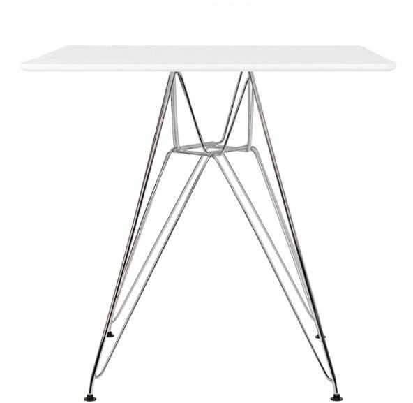 King Home Stół DSR SQUARE 80x80 biały - blat MDF, podstawa metalowa chromowana 130-CWD-Z80
