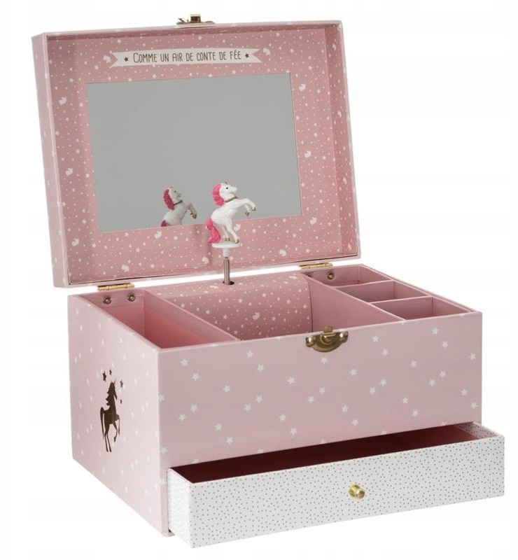 Szkatułka na biżuterię z pozytywką jednorożec