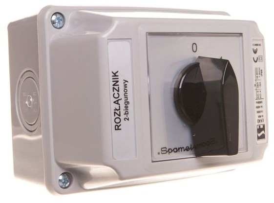 Spamel Spółdzielnia Inwalidów Łącznik krzywkowy 40A 0-1 (2 - biegunowy) w obudowie OB2 ŁK40-1.828\OB2