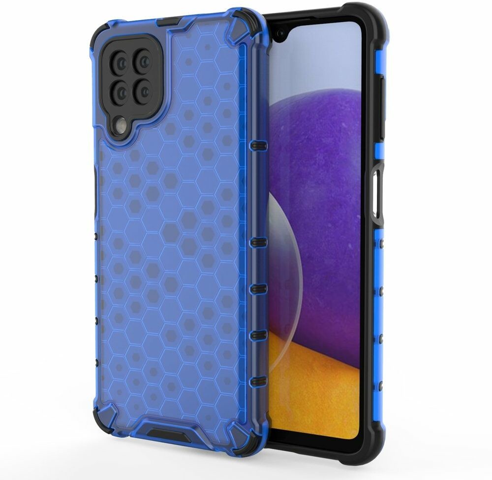 Hurtel Honeycomb etui pancerny pokrowiec z żelową ramką Samsung Galaxy A22 4G niebieski