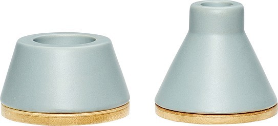 Hubsch Świecznik zgaszona zieleń ceramiczny 2 szt. 860202
