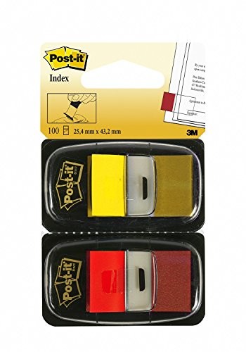 Post-it Index dozownik na karteczki indeksujące, 2 szt., 25,4 x 43,2 mm, 50 samoprzylepnych karteczek indeksujących 680-R/Y2