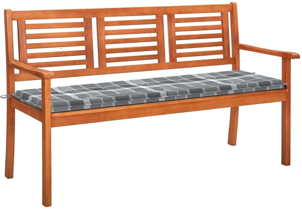 vidaXL 3-os. ławka ogrodowa z poduszką, 150 cm, lity eukaliptus 3061010