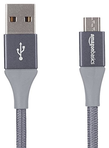 AmazonBasics Double Braided Nylon USB 2.0 A to Micro B Cable, ciemnoszary 3 m L6LU2028-CS-R