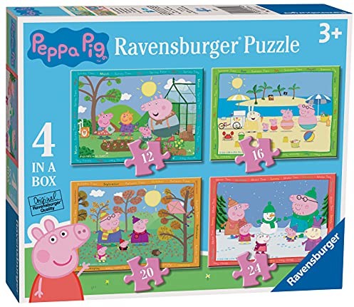 Ravensburger Świnka Peppa cztery pory roku 4 w pudełku (12, 16, 20, 24 sztuki) puzzle dla dzieci w wieku od 3 lat 3114