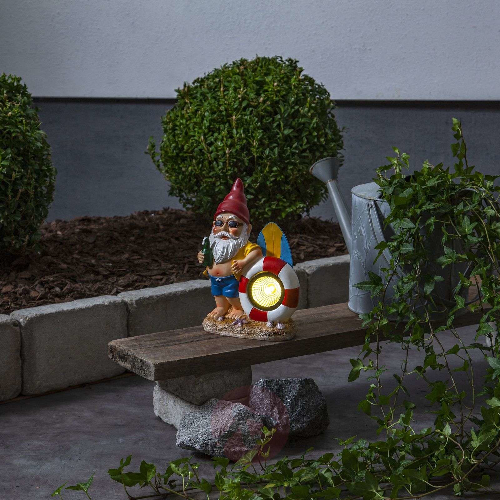 Best Season Lampa solarna LED Gnom z kołem ratunkowym