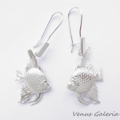 Kolczyki srebrne - Białe skalary 481