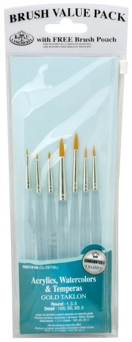 Royal Langnickel Royal & Lang Niklowo-9158  złota taklon kupisz 7-częściowy zestaw pędzli do szczegółów podczas pracy RSET-9158
