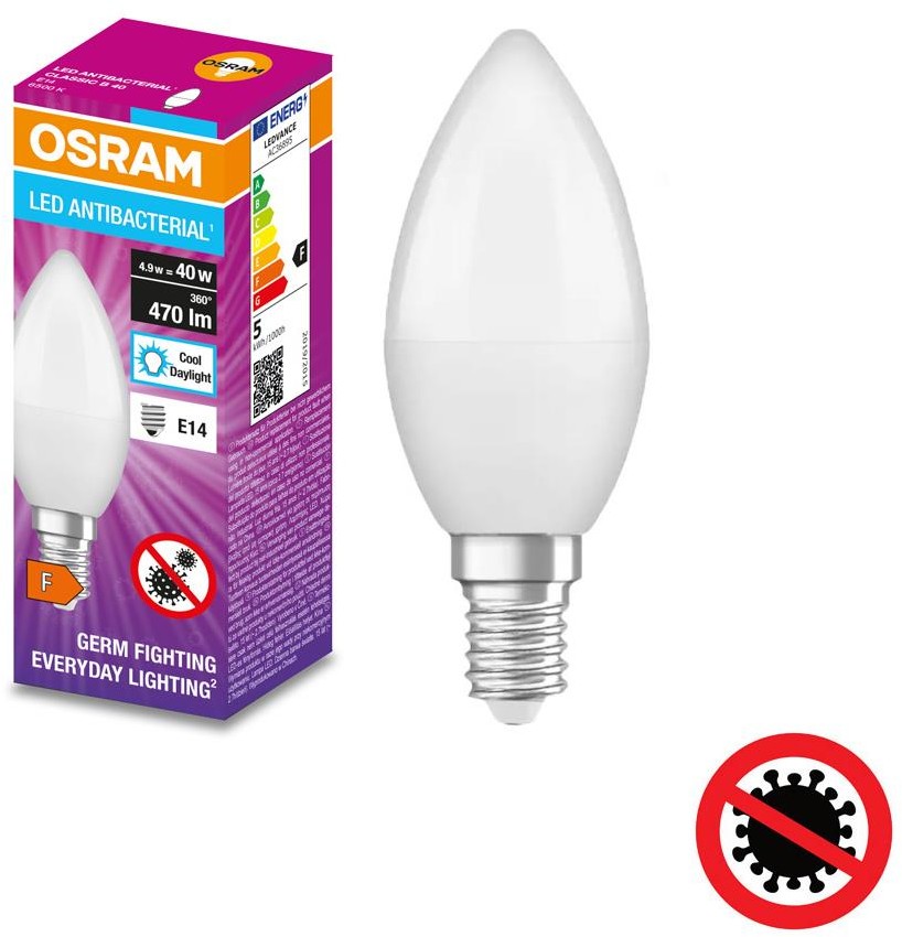 Osram LED Antybakteryjna żarówka B40 E14/4,9W/230V 6500K -