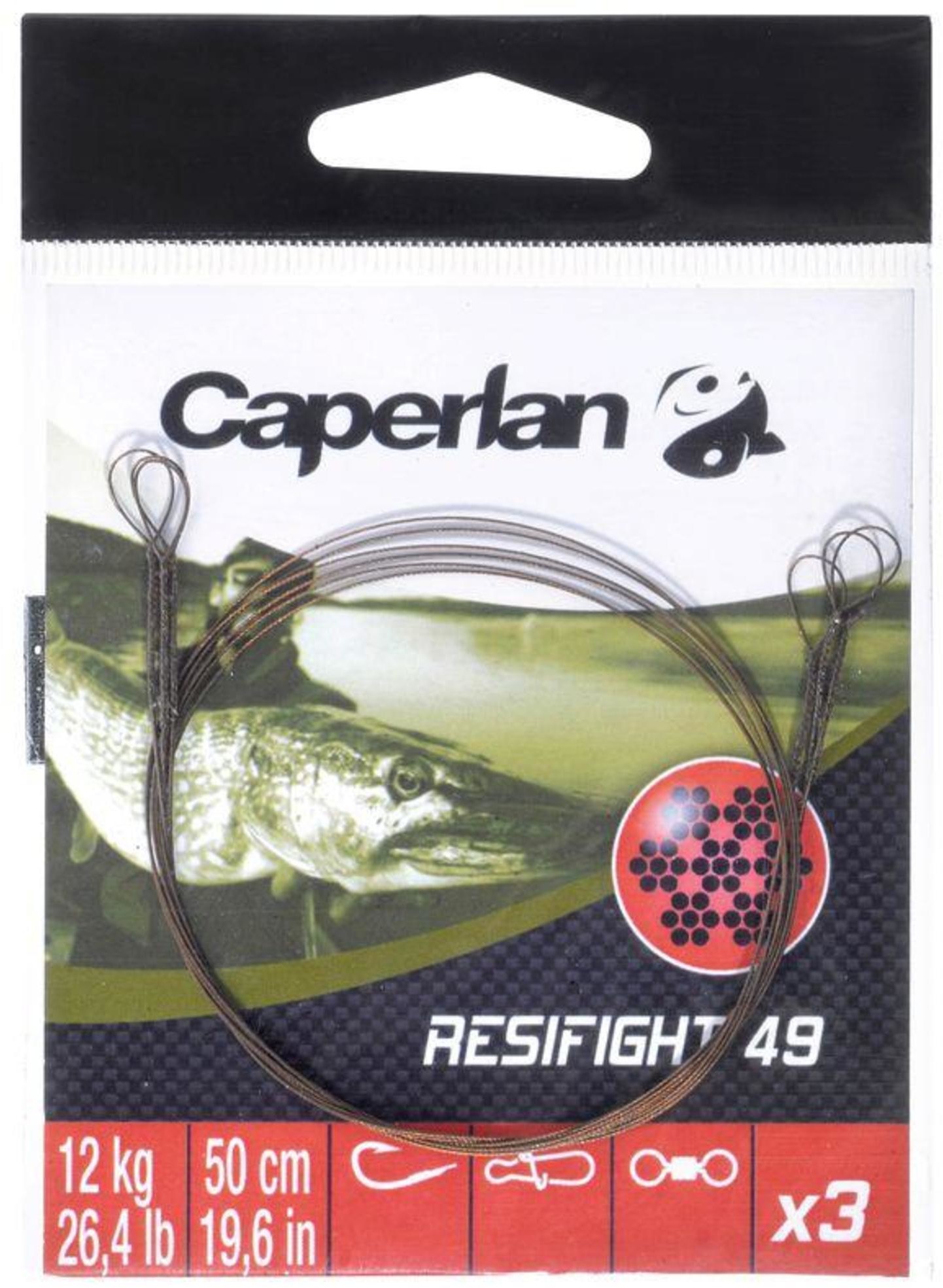 CAPERLAN Przypon na drapieżniki Resifight 49 2 pętle 12 kg Unisex