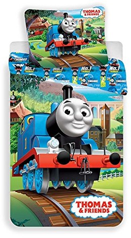 Jerry Fabrics jf0248 Thomas Friends 04 pościel, bawełna, niebieski/zielony, 200 x 140 cm JF0248