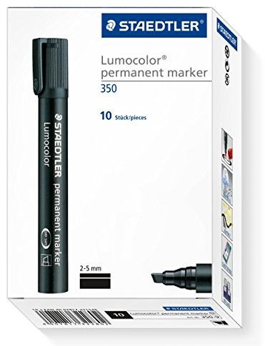 Staedtler 350  9 marker Lumocolor permanent klinowatym czubkiem, 2 lub 5 MM, 10 sztuk, czarny 350-9