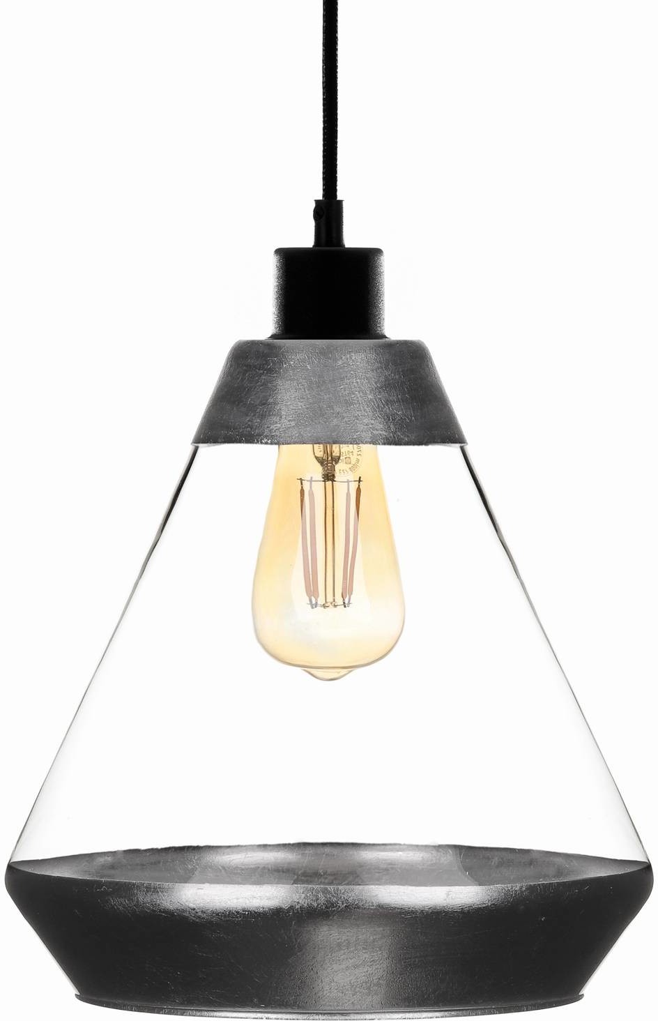Euluna Lampa wisząca Lonceng ze szkła, dekor srebrny