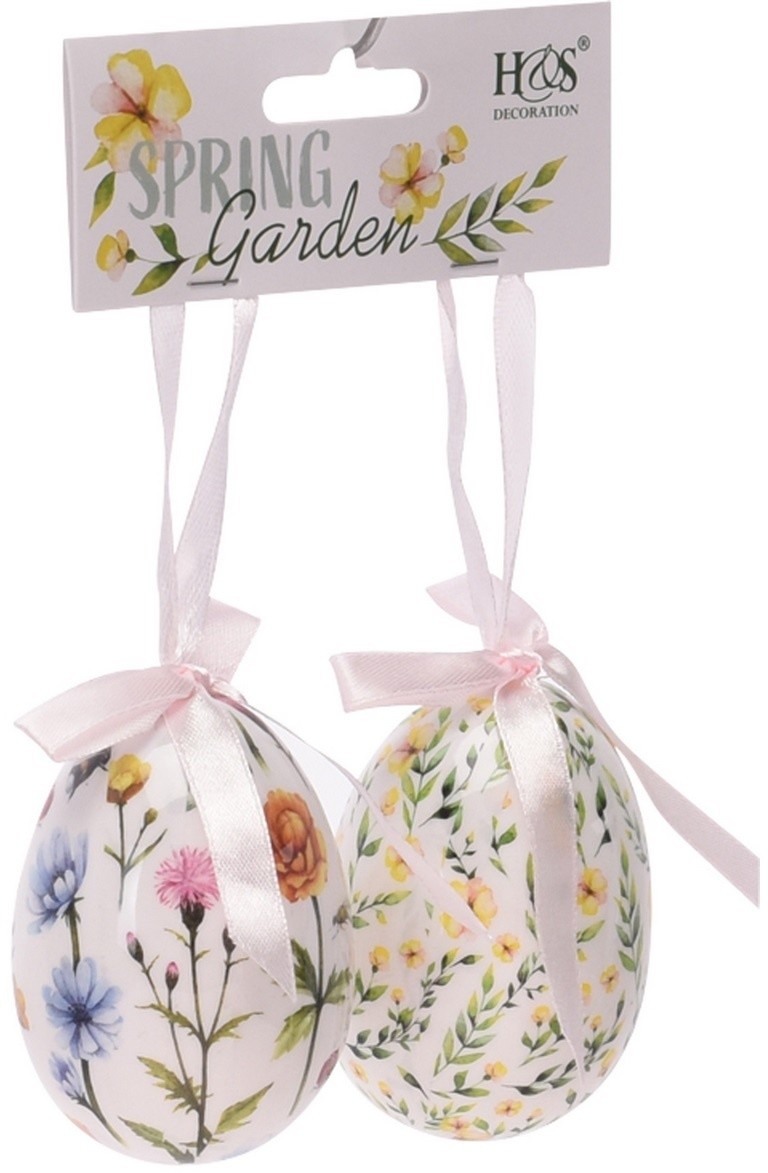 Wielkanocna dekoracja do powieszenia Floral Eggs 2 szt., biały