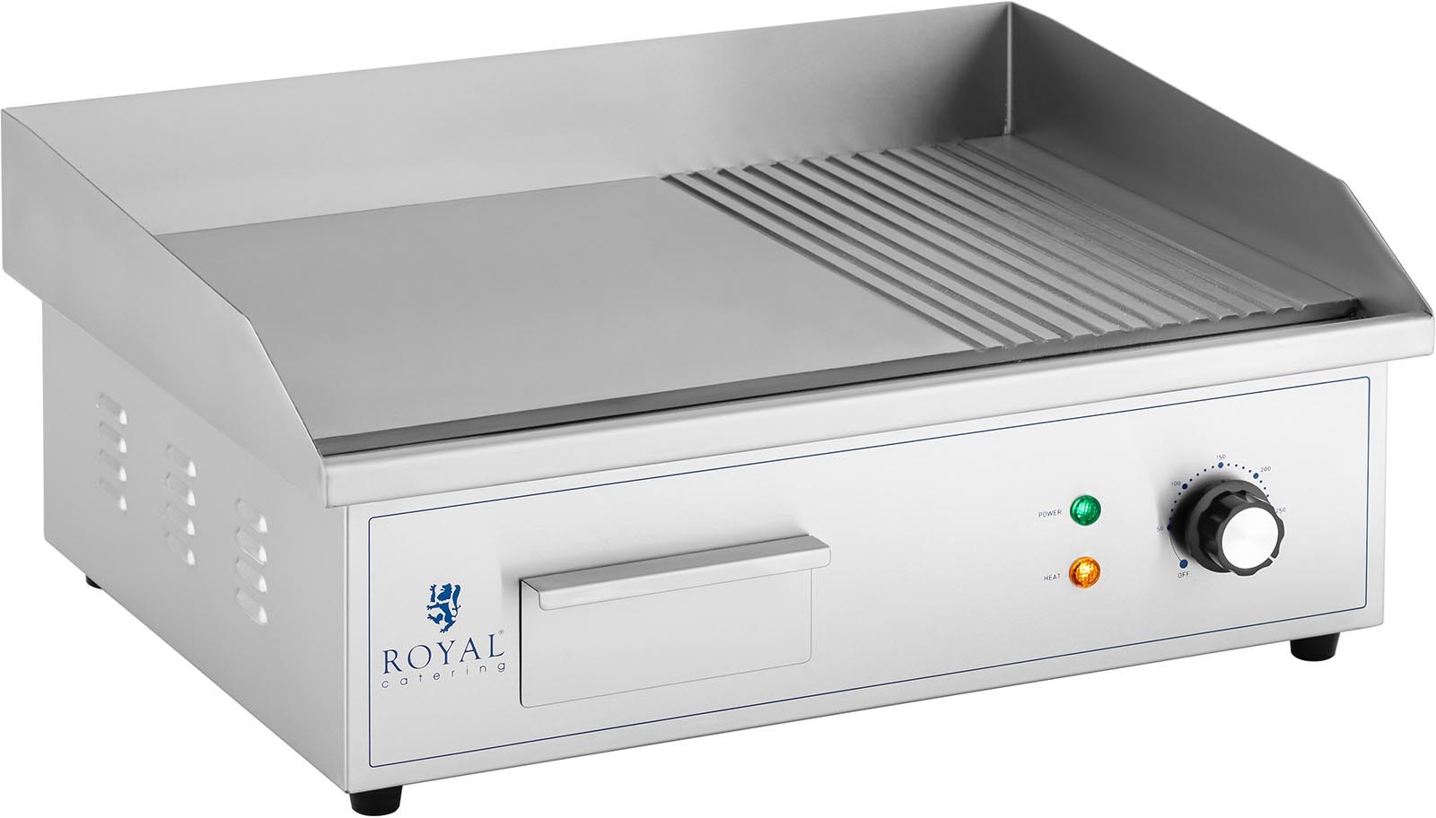 Royal Catering Płyta grillowa 548 x 350 mm gładka i ryflowana 3000 W RCPG42-M