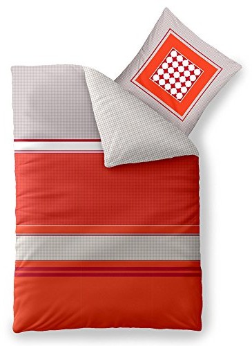 aqua-textil Latem pościel bawełna, trend tabita paski kropki szary czerwony pomarańczowy Aqua-Textil, czerwony, 155 x 220 cm 11802