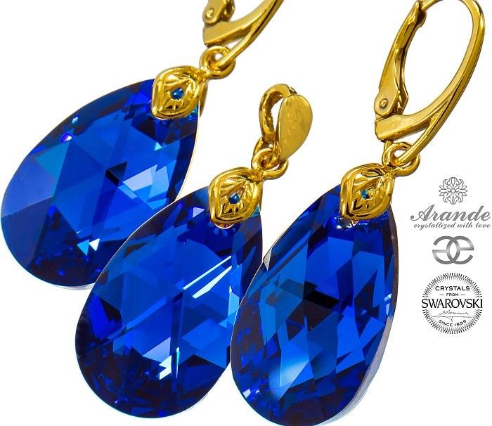 Arande NOWE SWAROVSKI piękny komplet BLUE COMET GOLD ZŁOTE SREBRO 700460