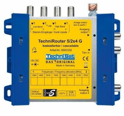 TechniSat TechniRouter 5/2 X 4 G-R, einkabel rozwiązanie/rozdzielacz do Twin Multiswitch sygnału do wielu odbiorników, do 2 pozycje Orbit-za pomocą kabla (Uni jest Cable) 4019588132924