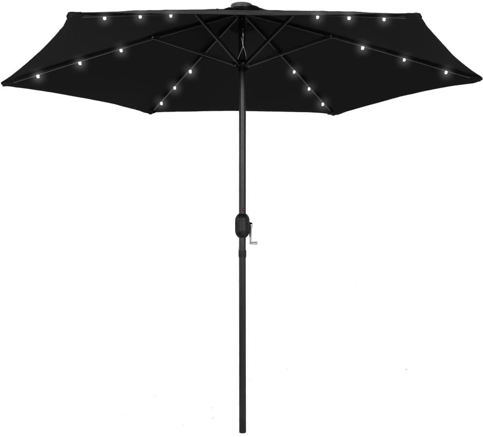vidaXL Parasol ogrodowy z LED i aluminiowym słupkiem, 270 cm, czarny vidaXL