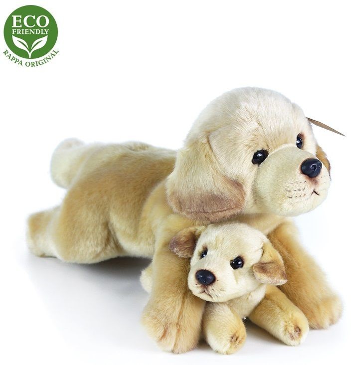 Rappa labrador pluszowy ze szczeniaczkiem leżący 25 cm ECO FRIENDLY