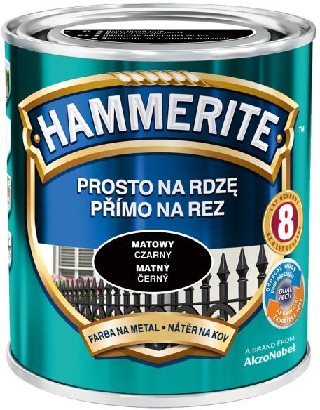 Hammerite Farba do metalu Prosto Na Rdzę matowy czarny 0 7 l