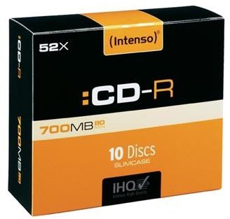 Intenso Intenso CD-R 1001622 10-pack 700MB 80min. 12cm bez możliwości nadruku slim case Standard do archiwizacji danych DC70INSAXXX1