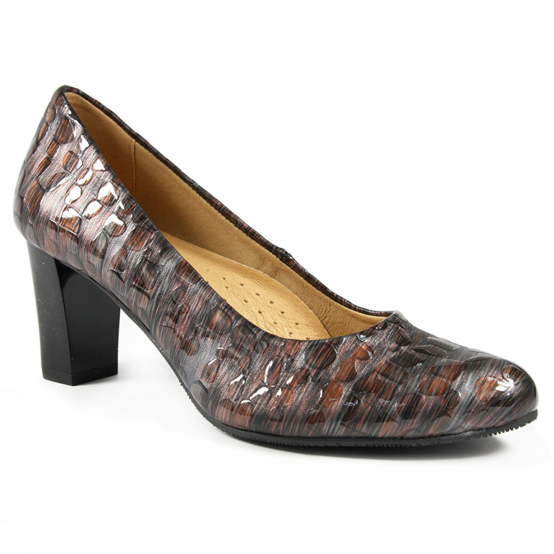 Clara Bastini Skórzane półbuty damskie Clara Bastini 5582 brąz sople
