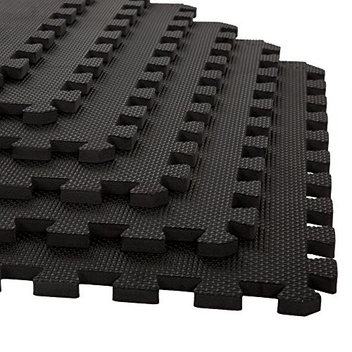 Stalwart Prowadnice stal 6 Pack Interlocking EVA Foam Floor Mats Black 24 X 24 X 0.50, czarny 5806316