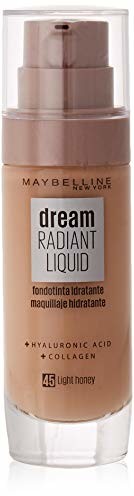 Maybelline New York Dream Radiant Liquid płynny podkład, jasny odcień miodu (045 jasny miód), 30 ml