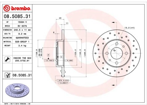 BREMBO Tarcza hamulcowa 08.5085.31