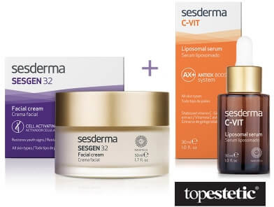 Sesderma Sesgen 32 Cream + C-VIT Liposomal Serum ZESTAW Krem odżywczy aktywujący komórki 50 ml + Serum liposomowe 30 ml