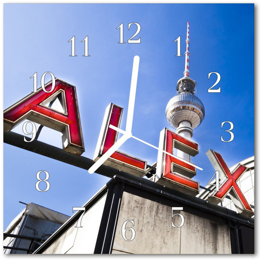 tulup pl Zegar szklany kwadratowy Zabytek miasto 30x30cm