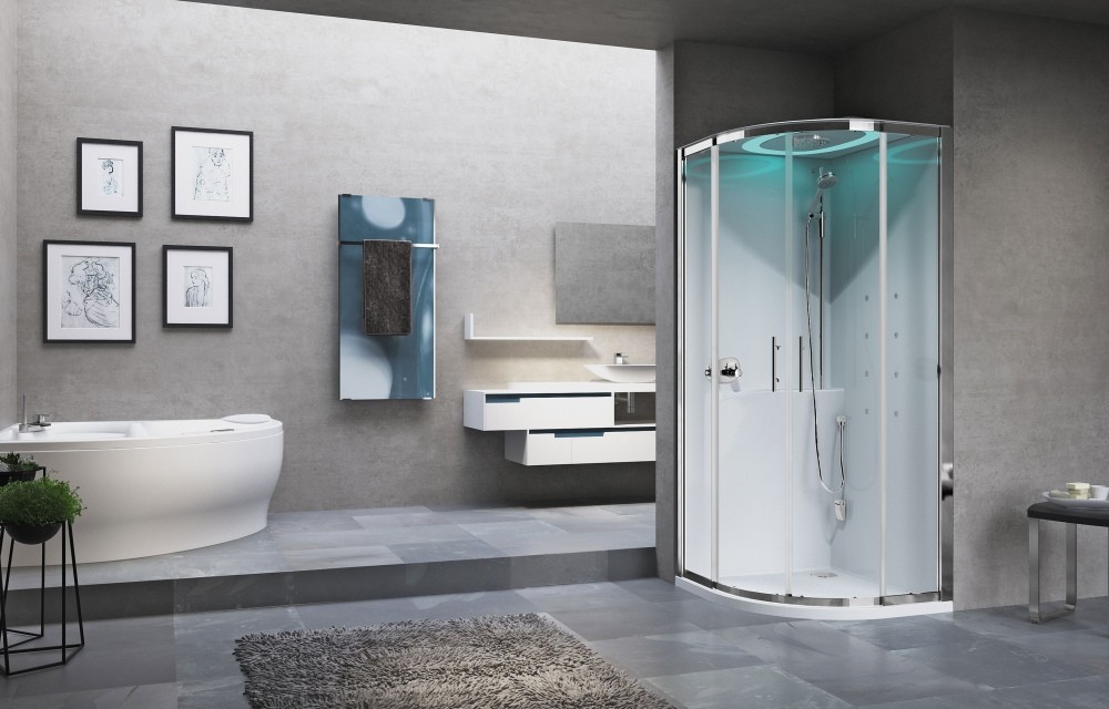 Novellini Eon R90 półokrągła 90x90x216,5 chrom mat EONR99T-1UK
