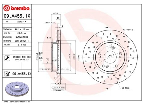 BREMBO Tarcza hamulcowa 09.A455.1X
