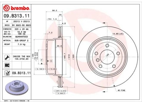 BREMBO Tarcza hamulcowa 09.B313.11