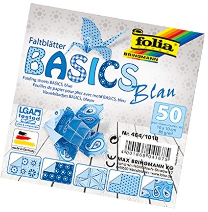 Folia Foliowe arkusze składane Basics 80 g/m2, 50 arkuszy sortowanych w 5 motywach, 10 x 10 cm, niebieski (464/1010)